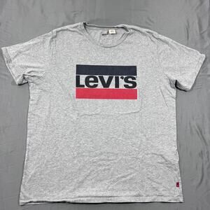 Levis Logo T Shirt Mens XL Gray Graphic Tee Short Sleeve Casual Cotton